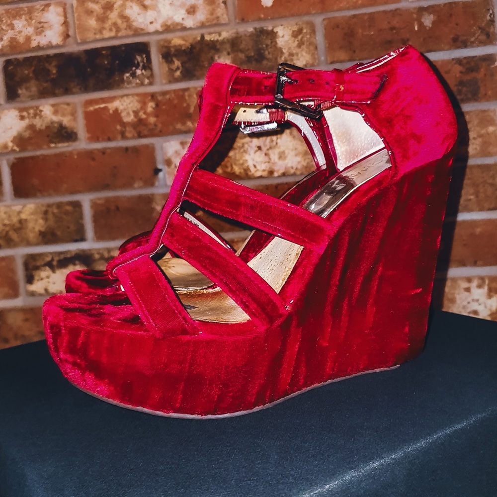 Michael Kors velvet wedges
